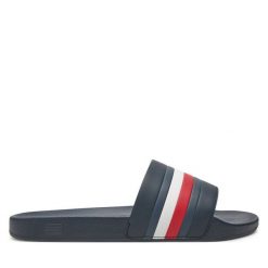 Klapki Tommy Hilfiger. Niebieskie klapki męskie Tommy Hilfiger, bez wzorów, bez zapięcia. Za 129.99 zł.