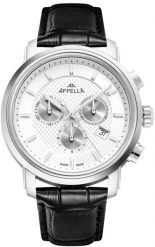 Zegarek męski Appella L70001.5213CH czarny. Czarne zegarki męskie Appella, bez wzorów. Za 1,830.00 zł.