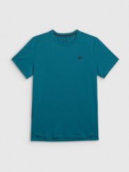 4F Koszulka treningowa regular szybkoschnąca męska - zielona L. Zielone t-shirty męskie 4F, l, bez wzorów, z materiału, bez kołnierzyka, bez ramiączek. Za 129.99 zł.