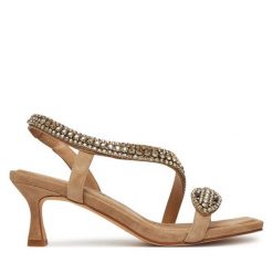 Sandały Alma En Pena. Brązowe sandały damskie Alma En Pena, bez wzorów, bez obcasa, na szpilce, bez zapięcia. Za 489.99 zł.
