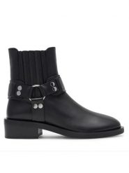 Badura Botki ROMA-01W4-001 Czarny. Czarne botki damskie Badura, bez wzorów, ze skóry, bez obcasa, na słupku, bez zapięcia. Za 379.99 zł.