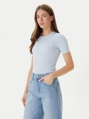 Calvin Klein T-Shirt LV044D246G Błękitny Slim Fit. Niebieskie t-shirty damskie Calvin Klein, xs, bez wzorów, bez kołnierzyka, bez ramiączek. Za 289.99 zł.