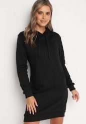 Czarna Tunika Bluza z Bawełną Kapturem i Sznurkami Mivilora. Czarne bluzy damskie Born2be, l, bez wzorów, z bawełny, biznesowe, bez ramiączek, z kapturem. Za 69.99 zł.