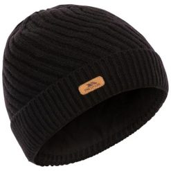 Damska Czapka Z Dzianiny Twisted Knitted Beanie. Czarne czapki damskie Trespass, z aplikacjami, z dzianiny. Za 57.99 zł.