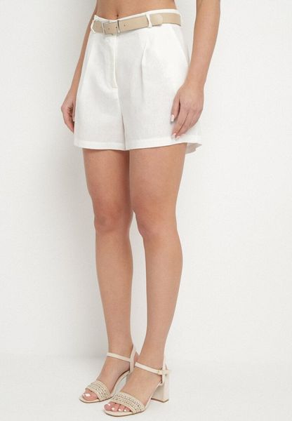 Białe Klasyczne Szorty z Bawełną i Wysokim Stanem Sepellira. Białe szorty damskie Born2be, bez wzorów, z bawełny, klasyczne, z podwyższonym stanem. Za 59.99 zł.