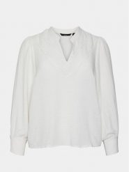 Vero Moda Curve Bluzka Chris 10301893 Biały Regular Fit. Białe bluzki damskie Vero Moda Curve, bez wzorów, z syntetyku, bez kołnierzyka, bez ramiączek. Za 89.99 zł.