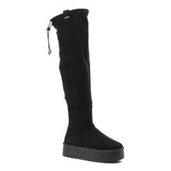 Czarne Kozaki Big Star Wysokie Obuwie Damskie. Czarne kozaki damskie BIG STAR, na jesień, bez wzorów, z weluru, bez obcasa, bez zapięcia. Za 152.99 zł.