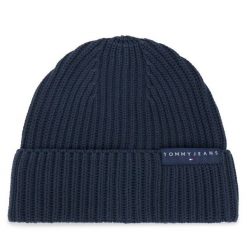 Czapka Tommy Jeans. Niebieskie czapki męskie Tommy Jeans, na zimę, bez wzorów, z jeansu. Za 129.99 zł.