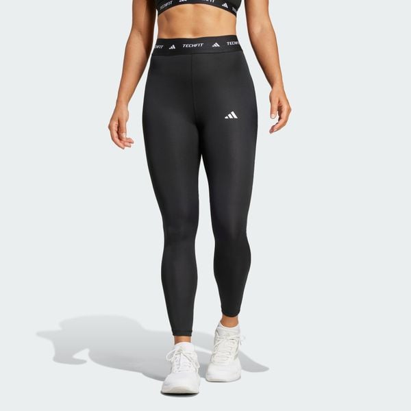 Legginsy TECHFIT 7/8. Czarne legginsy damskie Adidas, bez wzorów, z materiału. Za 199.00 zł.