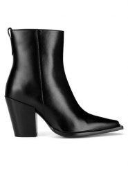 Gino Rossi Botki ROSSI-116196 Czarny. Czarne botki damskie Gino Rossi, bez wzorów, ze skóry, bez obcasa, na słupku, bez zapięcia. Za 399.99 zł.