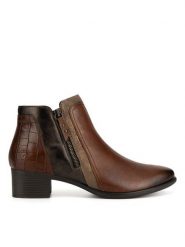 Remonte Botki R5172-23 Brązowy. Brązowe botki damskie Remonte, bez wzorów, ze skóry, bez obcasa, na słupku, bez zapięcia. Za 419.99 zł.