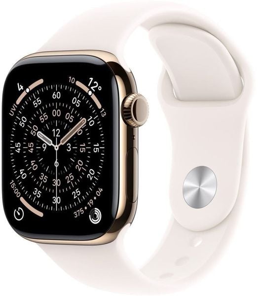 Smartwatch Apple Watch 11 GPS + Cellular 42mm Gold Titanium Sport Band S/M Różowy (MF8W4ZR/A). Czerwone zegarki smartwatch Apple, bez wzorów. Za 3,404.98 zł.