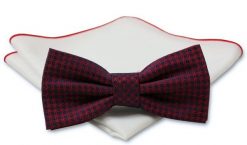 Stylowa mucha z poszetką - Chattier, Męska - Wzór w Rozetę. Czerwone krawaty i muchy Chattier, bez wzorów, eleganckie. Za 59.00 zł.