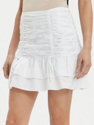 Guess Spódnica mini Zoe W4GD86 WAF10 Biały Flare Fit. Białe spódnice damskie Guess, m, z aplikacjami, z bawełny, mini. Za 229.99 zł.