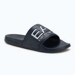 Klapki EA7 Emporio Armani Water Sports Visibility. Niebieskie klapki damskie EA7 Emporio Armani, bez wzorów, z materiału, bez zapięcia. Za 159.99 zł.