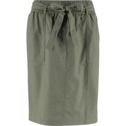 Spódnica lniana z wiązanym paskiem bonprix oliwkowy. Zielone spódnice damskie bonprix, bez wzorów. Za 54.99 zł.