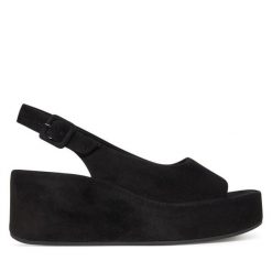 Sandały HÖGL. Czarne sandały damskie HÖGL, bez wzorów, bez obcasa, na koturnie, bez zapięcia. Za 489.99 zł.