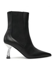 Pollini Botki SA24107C0LTDT000 Czarny. Czarne botki damskie Pollini, bez wzorów, ze skóry, bez obcasa, na szpilce, bez zapięcia. Za 1,739.00 zł.
