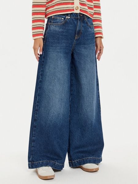 United Colors Of Benetton Jeansy 45F8DE01Z Granatowy Wide Leg. Niebieskie jeansy damskie United Colors Of Benetton, bez wzorów, z bawełny. Za 319.99 zł.