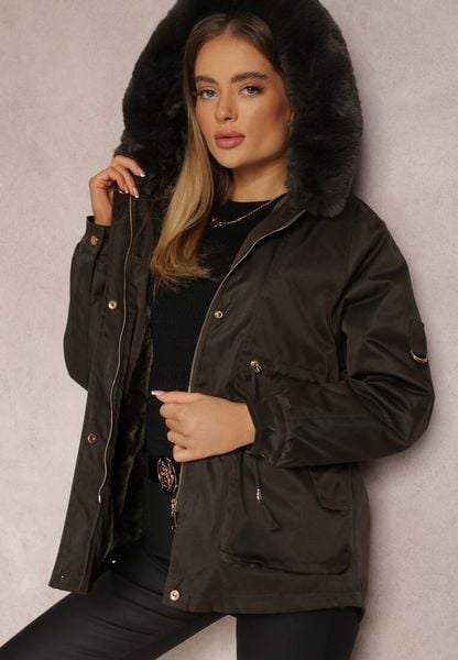 Ciemnozielona Kurtka Nylonowa Parka z Odpinanym Futerkiem Pasca. Zielone kurtki damskie Renee, l, bez wzorów, z nylonu, bez kaptura. Za 139.99 zł.