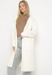 Jasnobeżowy Niezapinany Kardigan z Bawełną o Długim Kroju Asorisse. Brązowe kardigany damskie Born2be, bez wzorów, z bawełny, eleganckie, bez kołnierzyka. Za 109.99 zł.