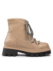 Simple Botki SL-47-02-000069 Beżowy. Brązowe botki damskie SIMPLE, bez wzorów, ze skóry, bez obcasa, na płaskiej podeszwie, bez zapięcia. Za 479.99 zł.