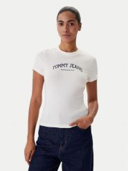 Tommy Jeans T-Shirt DW0DW22302 Biały. Białe t-shirty damskie Tommy Jeans, xl, bez wzorów, z bawełny, bez kołnierzyka, bez ramiączek. Za 169.99 zł.
