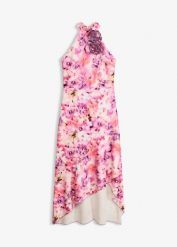 Sukienka wieczorowa ze wzorem w kwiaty. Czerwone sukienki damskie bonprix, bez wzorów, wizytowe, bez kołnierzyka, bez ramiączek, maxi. Za 159.99 zł.
