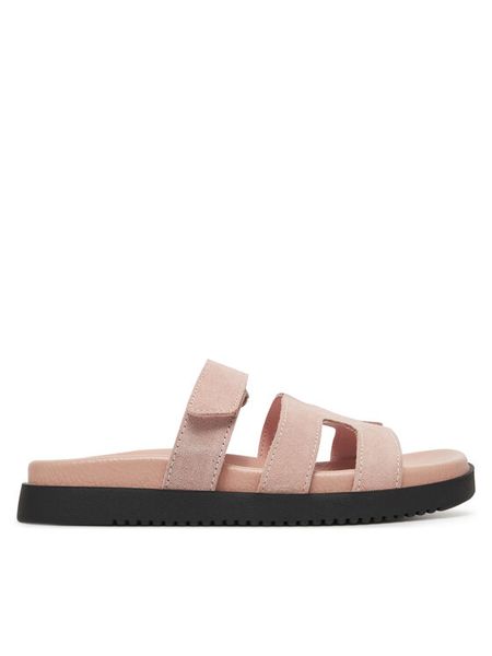 DeeZee Klapki DZ-S1 Różowy. Czerwone klapki damskie DeeZee, bez wzorów, ze skóry, bez obcasa, bez zapięcia. Za 159.99 zł.