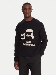 KARL LAGERFELD Sweter 655030 554306 Czarny Regular Fit. Czarne swetry męskie KARL LAGERFELD, l, bez wzorów, z syntetyku, bez kołnierzyka, bez ramiączek. Za 1,149.00 zł.