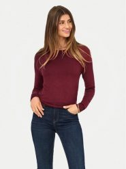ONLY Sweter Venice 15333989 Bordowy Regular Fit. Czerwone swetry nierozpinane damskie ONLY, l, bez wzorów, z wiskozy, bez kołnierzyka, bez ramiączek. Za 129.99 zł.