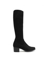 Caprice Kozaki 9-25506-41 Czarny. Czarne kozaki damskie Caprice, bez wzorów, z materiału, bez obcasa, na słupku, bez zapięcia. Za 379.99 zł.