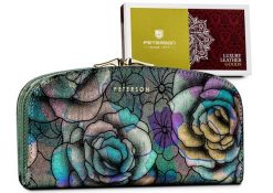Portfel skórzany Peterson zielony PTN 42123-MD. Zielone portfele damskie Peterson, ze skóry. Za 127.99 zł.