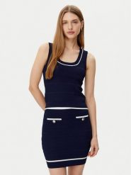 Marciano Guess Bluzka 5RGR03 5640Z Granatowy Regular Fit. Niebieskie bluzki damskie Marciano Guess, s, z aplikacjami, z wiskozy, bez kołnierzyka, bez ramiączek. Za 219.99 zł.