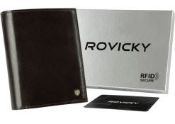 Portfel c. brązowy Rovicky N62-RVT-3210 D.Br. Brązowe portfele męskie ROVICKY, bez wzorów, ze skóry. Za 65.99 zł.