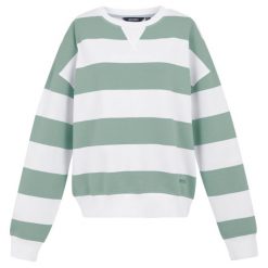 Damski Sweter Z Dekoltem W Szpic Avika II Stripe. Białe swetry nierozpinane damskie Regatta, xl, bez wzorów, sportowe, bez kołnierzyka, bez ramiączek. Za 84.99 zł.