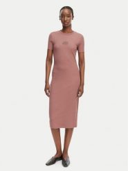 Calvin Klein Jeans Sukienka letnia LV044F241G Brązowy jasny Slim Fit. Brązowe sukienki damskie Calvin Klein Jeans, na lato, s, bez wzorów, z bawełny, bez kołnierzyka, bez ramiączek. Za 409.99 zł.