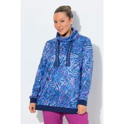 Damskie Bluza stójka długie rękawy z recyklingu. Niebieskie bluzy damskie Ulla Popken, plus size, bez wzorów, z elastanu, bez ramiączek, bez kaptura. Za 239.99 zł.