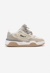 Beżowe Buty Sportowe Sneakersy z Szerokimi Sznurówkami i Ozdobnymi Wstawkami Zoisite. Brązowe buty sportowe męskie Born2be, bez wzorów, bez zapięcia. Za 109.99 zł.