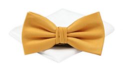 Mucha z Poszetką Chattier ZESTAW - Złota. Żółte krawaty i muchy Chattier, bez wzorów, z poliesteru, eleganckie. Za 59.00 zł.