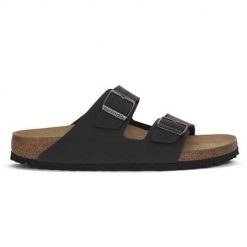 Klapki męskie Birkenstock Arizona Velvet. Czarne klapki męskie Birkenstock, bez wzorów, z materiału, bez zapięcia. Za 425.35 zł.