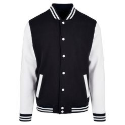Męska Kurtka Basic Varsity. Białe kurtki męskie BUILD YOUR BRAND, m, bez wzorów, sportowe, bez kaptura. Za 153.99 zł.