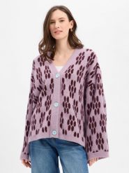 American vintage kardigan z alpaką i lnem - Vito Kobiety Wełna lila, XS/S. Kardigany damskie American Vintage, na zimę, s, bez wzorów, z dzianiny, vintage, bez kołnierzyka. Za 749.95 zł.