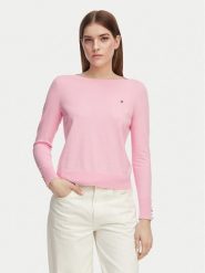 Tommy Hilfiger Sweter WW0WW40099 Różowy jasny Regular Fit. Czerwone swetry nierozpinane damskie Tommy Hilfiger, xs, bez wzorów, z syntetyku, bez kołnierzyka, bez ramiączek. Za 409.99 zł.