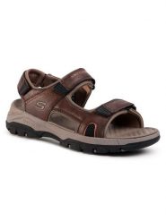 Skechers Sandały Hirano 204106/BRN Brązowy. Brązowe sandały męskie Skechers, bez wzorów, ze skóry, bez zapięcia. Za 199.99 zł.