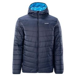 Męska Ocieplana Kurtka Lovara. Niebieskie kurtki męskie Hi-tec, l, bez wzorów, z puchu, sportowe, bez kaptura. Za 236.99 zł.