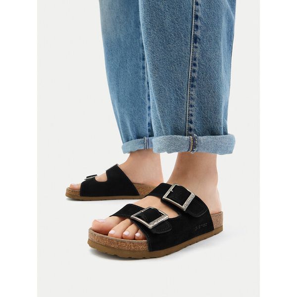 Klapki G-Star. Czarne klapki damskie G-Star, bez wzorów, retro, bez obcasa, bez zapięcia. Za 179.99 zł.
