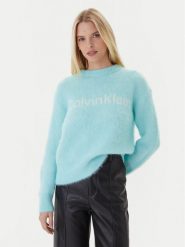 Calvin Klein Sweter LV044D359G Turkusowy Relaxed Fit. Niebieskie swetry nierozpinane damskie Calvin Klein, xl, bez wzorów, z syntetyku, bez kołnierzyka, bez ramiączek. Za 849.99 zł.