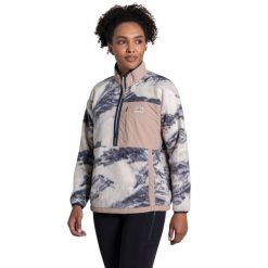 Kurtka polarowa damska z półzamkiem Craghoppers Grange. Niebieskie kurtki sportowe damskie Craghoppers, bez wzorów, z polaru, bez ramiączek, bez kaptura, trekkingowe. W wyprzedaży za 383.50 zł.