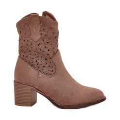 Ażurowe Botki Kowbojki Damskie Na Obcasie S.Barski HY51-125 Brązowe. Brązowe botki damskie na wiosnę, w ażurowe wzory, eleganckie, bez obcasa, na obcasie, bez zapięcia. Za 253.86 zł.